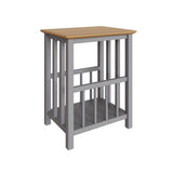 Taberno Oak Magazine Rack Turntable Stand Dove Grey