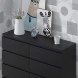FWStyle Stora 8 Drawer Wide 4+4 Chest Of Drawers - Matt Black