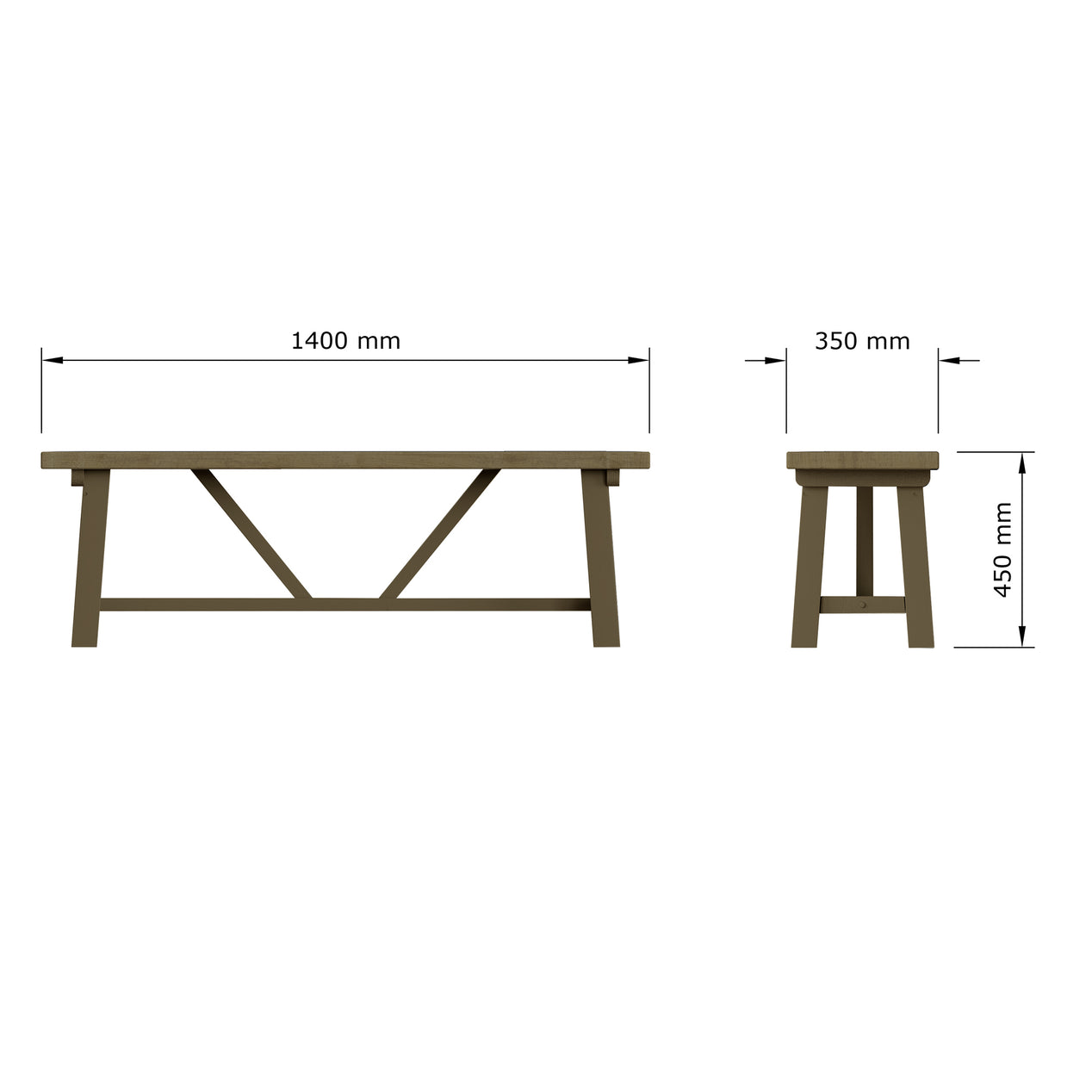 Saltash 1.4m Dining Bench - Solid Reclaimed Natural Pine