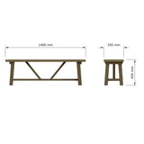 Saltash 1.4m Dining Bench - Solid Reclaimed Natural Pine