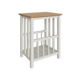 Taberno Oak Magazine Rack Turntable Stand Linen White