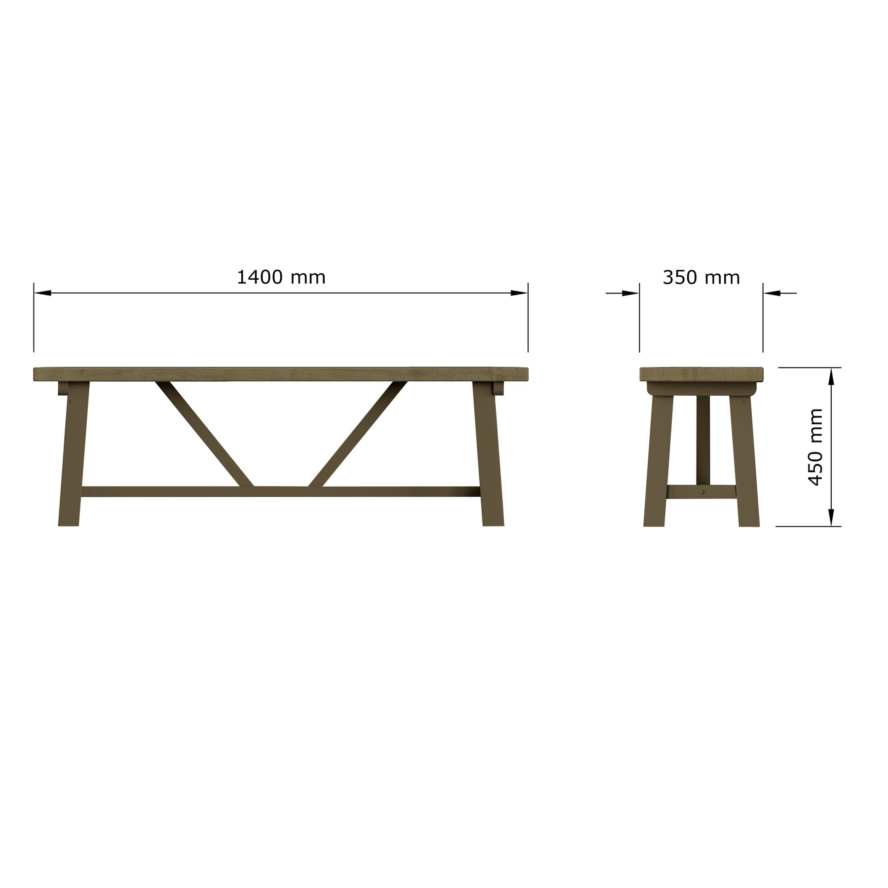 Saltash 1.4m Dining Bench - Solid Reclaimed Natural Pine