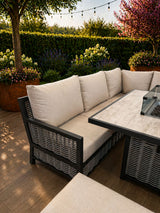 Lyra Outdoor Fire Pit Dining Set Beige