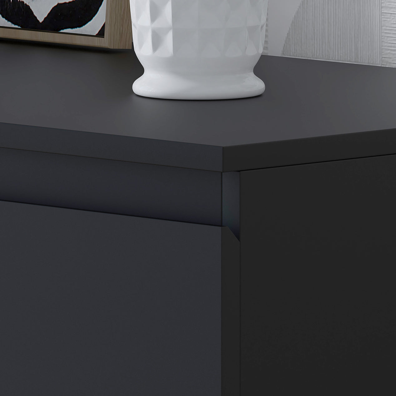 FWStyle Stora 8 Drawer Wide 4+4 Chest Of Drawers - Matt Black