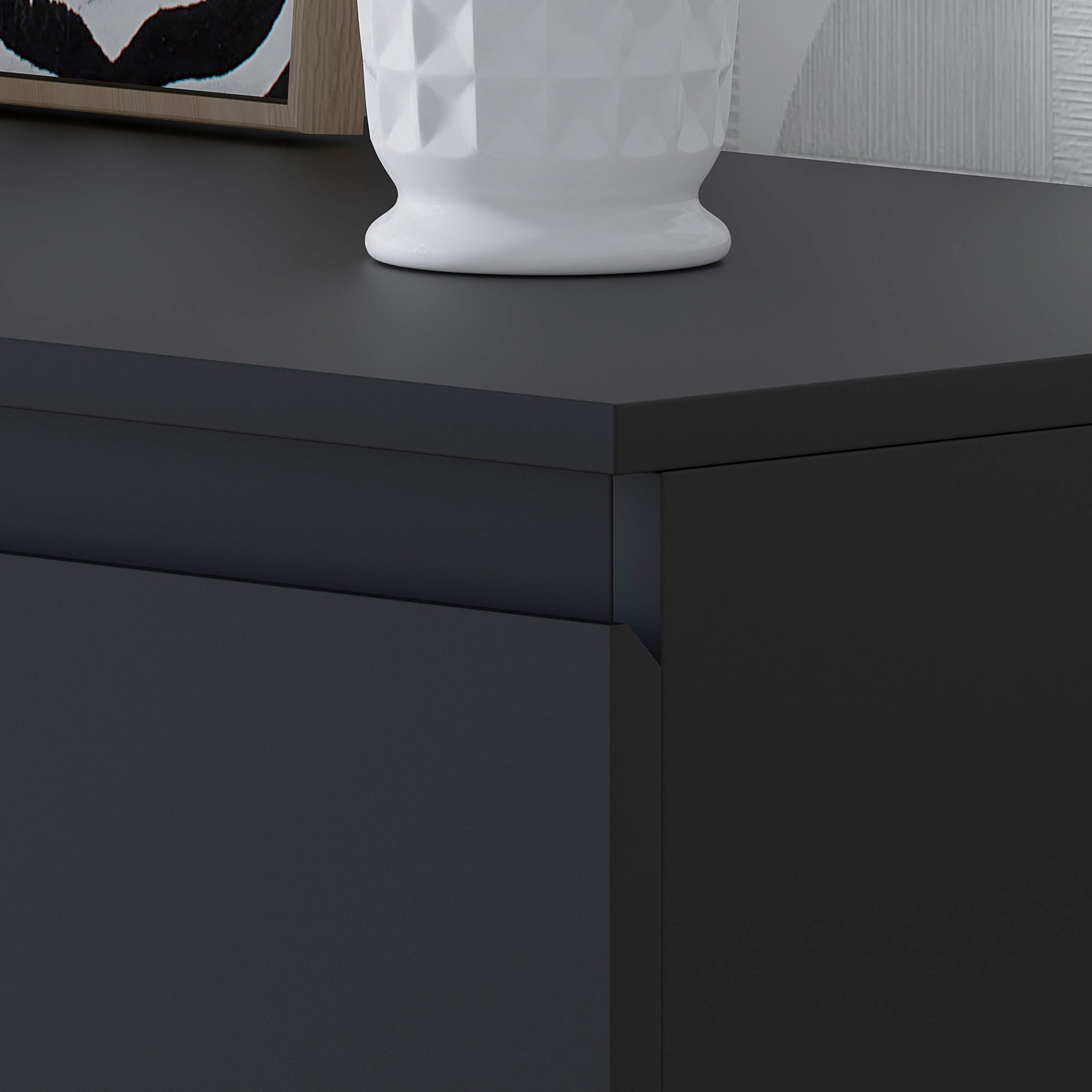 FWStyle Stora 8 Drawer Wide 4+4 Chest Of Drawers - Matt Black