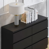 FWStyle Stora 6 Drawer Wide 3+3 Chest Of Drawers - Matt Black