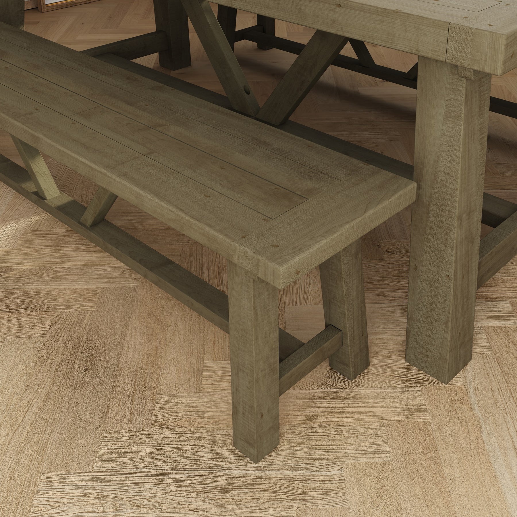 Saltash 1.4m Dining Bench - Solid Reclaimed Natural Pine