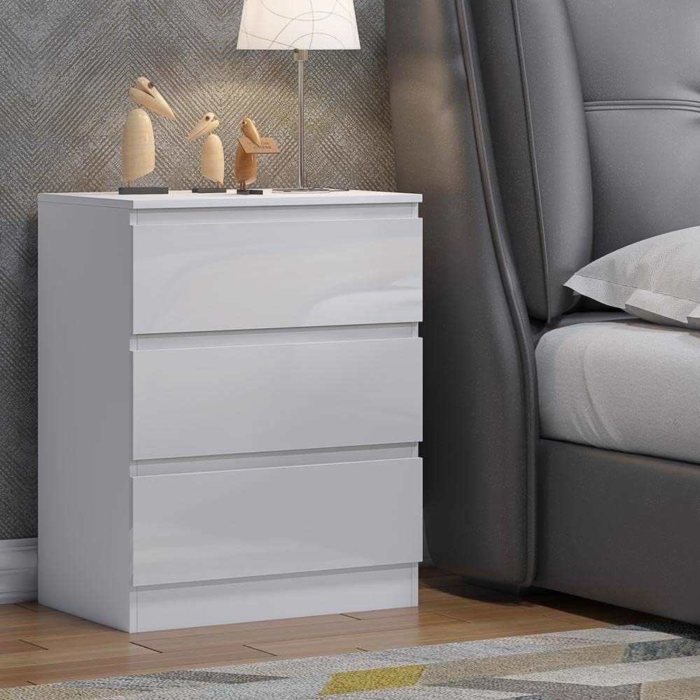 FWStyle Carlton 3 Drawer Chest Of Drawers - White Gloss Front
