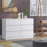 FWStyle Carlton 6 Drawer Wide 3+3 Chest Of Drawers - Matt White