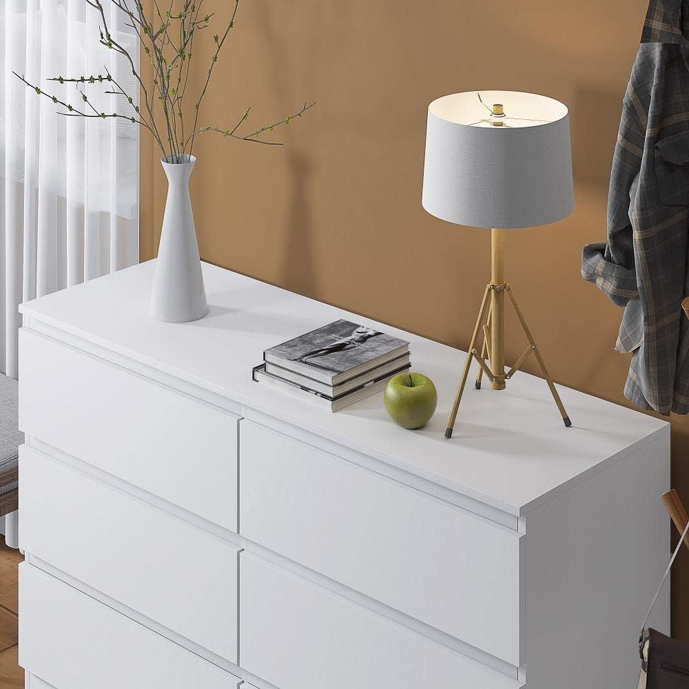 FWStyle Carlton 6 Drawer Wide 3+3 Chest Of Drawers - Matt White