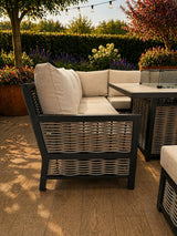 Lyra Outdoor Fire Pit Dining Set Beige
