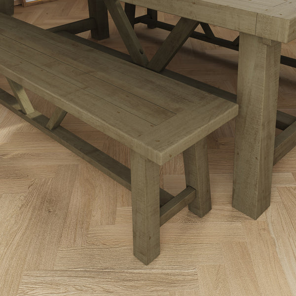 Saltash 1.4m Dining Bench - Solid Reclaimed Natural Pine