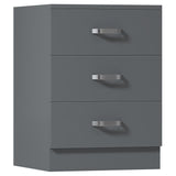 FWStyle Tunis 3 Drawer Bedside Chest Matt Grey