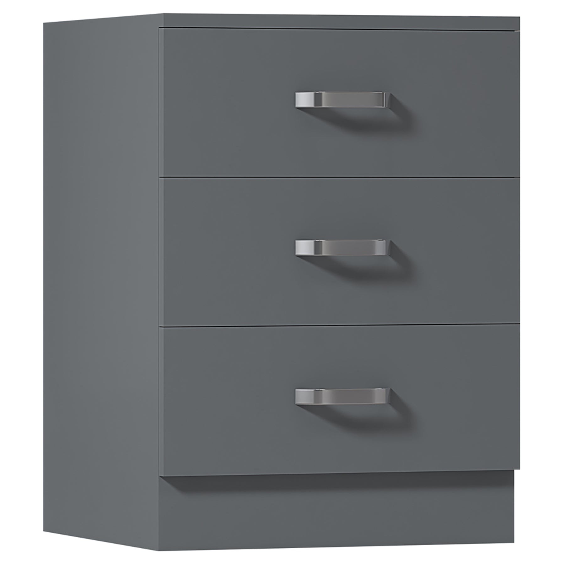 FWStyle Tunis 3 Drawer Bedside Chest Matt Grey