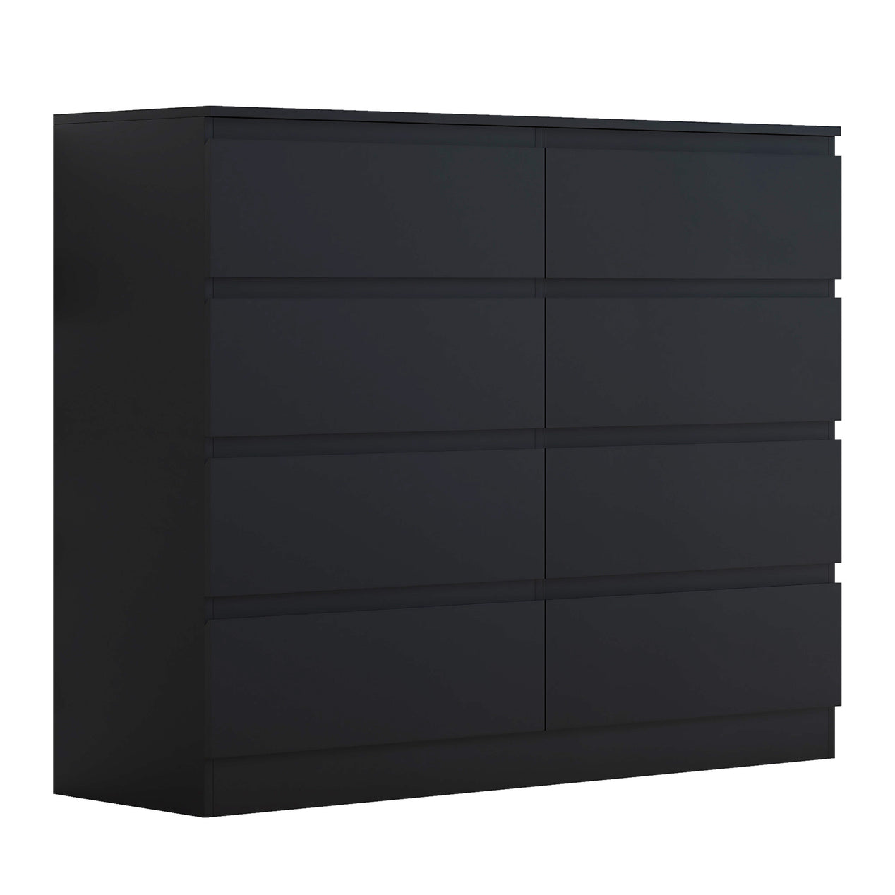 FWStyle Stora 8 Drawer Wide 4+4 Chest Of Drawers - Matt Black