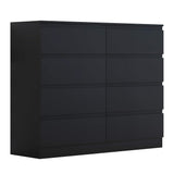 FWStyle Stora 8 Drawer Wide 4+4 Chest Of Drawers - Matt Black