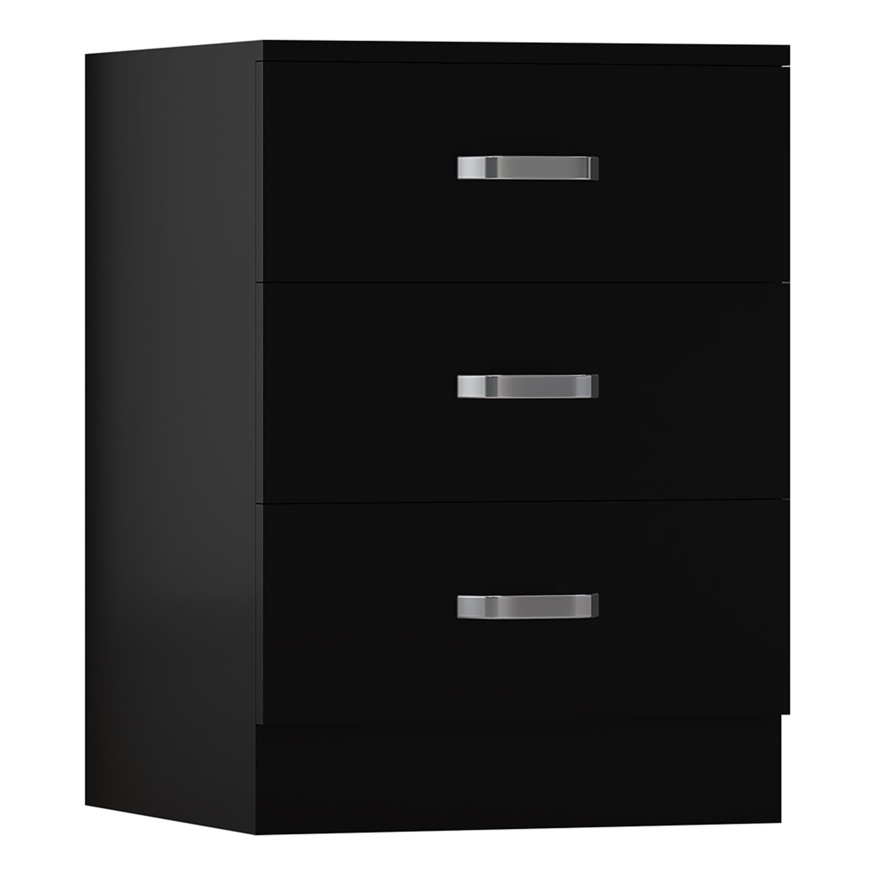 FWStyle Tunis 3 Drawer Bedside Chest Matt Black