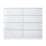 FWStyle Stora 8 Drawer Wide 4+4 Chest Of Drawers - White Gloss Front
