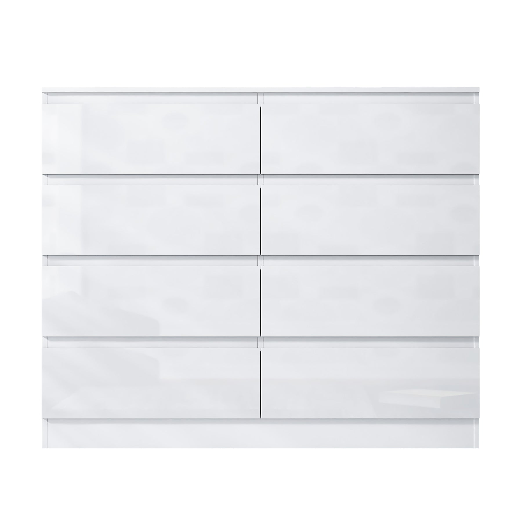 FWStyle Stora 8 Drawer Wide 4+4 Chest Of Drawers - White Gloss Front