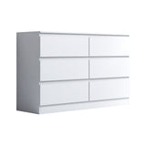FWStyle Stora 6 Drawer Wide 3+3 Chest Of Drawers - Matt White
