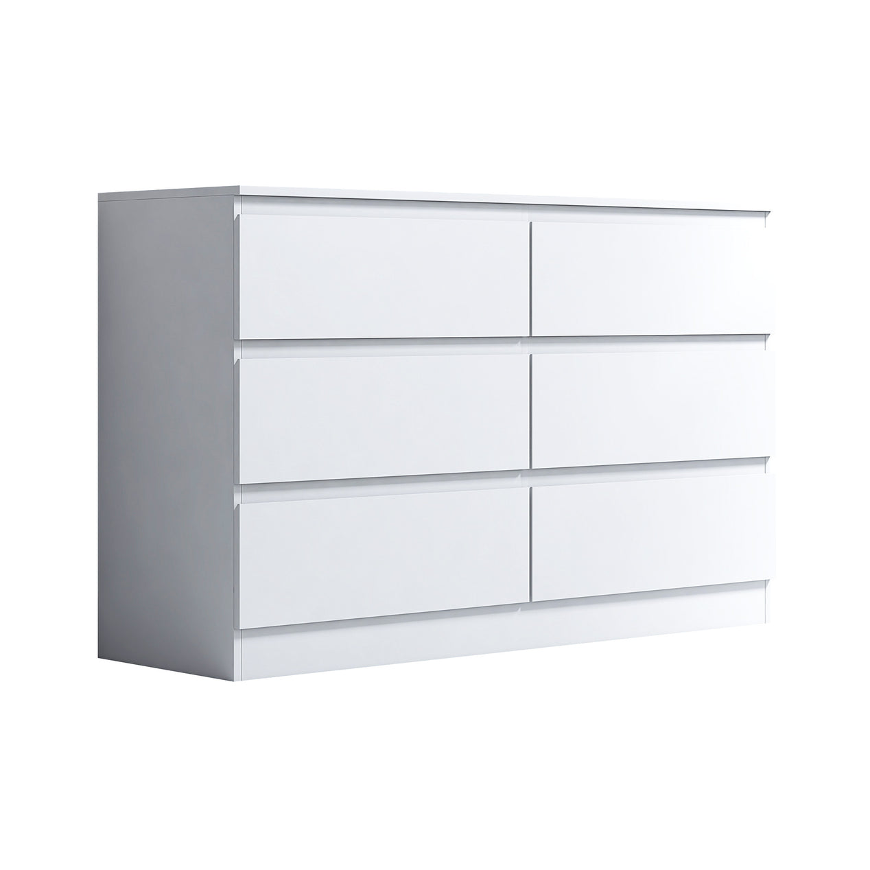 FWStyle Stora 6 Drawer Wide 3+3 Chest Of Drawers - Matt White