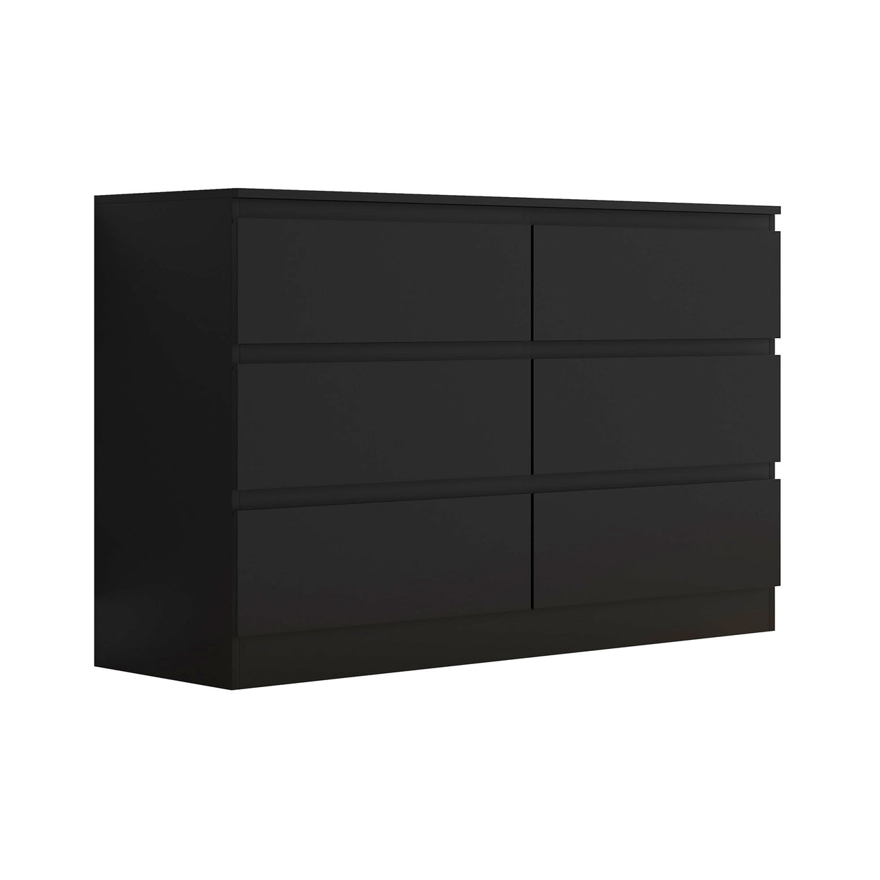 FWStyle Stora 6 Drawer Wide 3+3 Chest Of Drawers - Matt Black