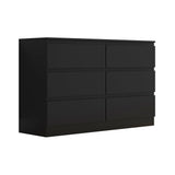 FWStyle Stora 6 Drawer Wide 3+3 Chest Of Drawers - Matt Black