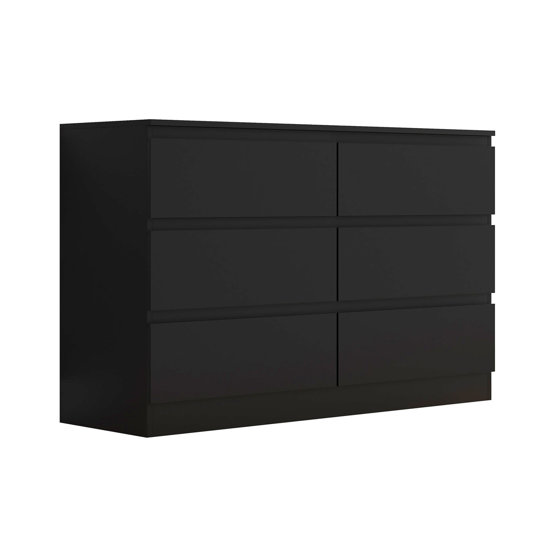 FWStyle Stora 6 Drawer Wide 3+3 Chest Of Drawers - Matt Black
