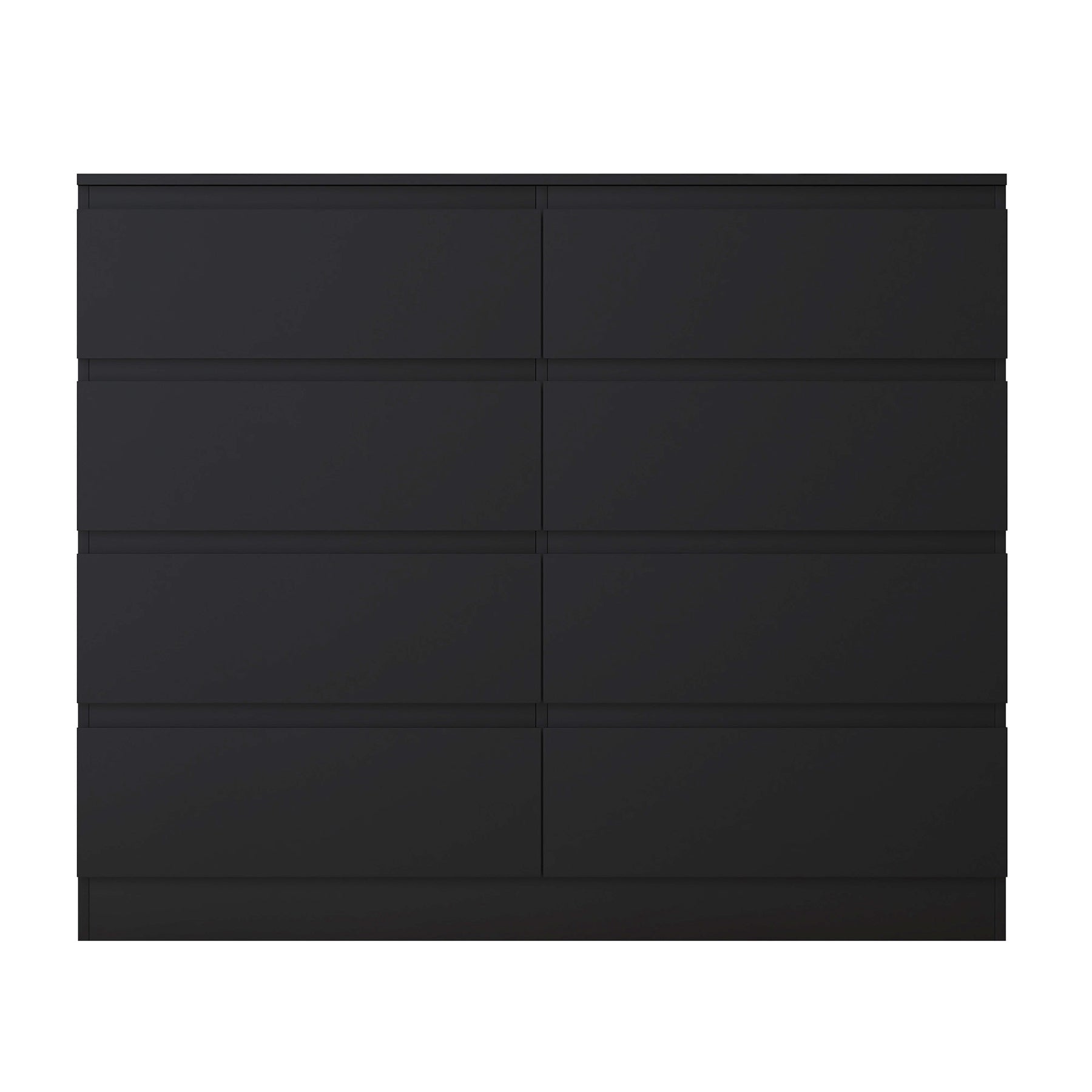 FWStyle Stora 8 Drawer Wide 4+4 Chest Of Drawers - Matt Black