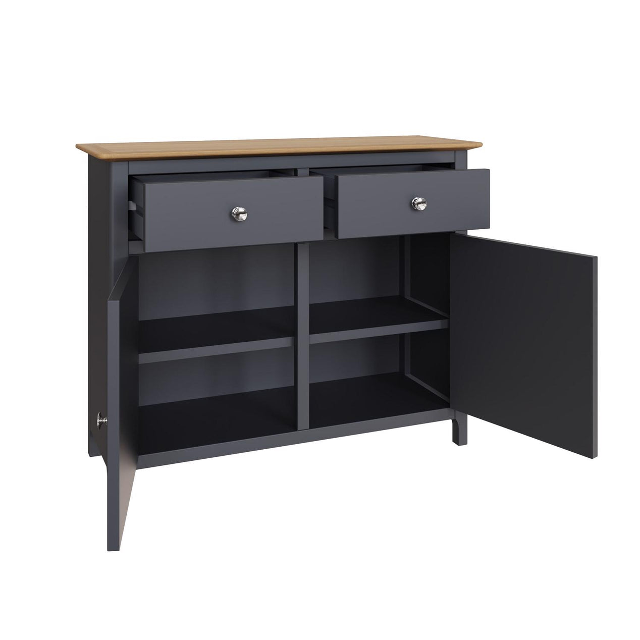 Taberno Oak 2 Door 2 Drawer Sideboard Graphite Blue