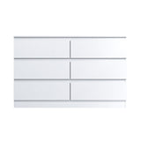 FWStyle Stora 6 Drawer Wide 3+3 Chest Of Drawers - Matt White