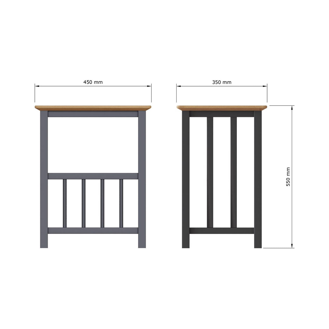 Taberno Oak Magazine Rack Turntable Stand Graphite Blue