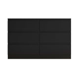 FWStyle Stora 6 Drawer Wide 3+3 Chest Of Drawers - Matt Black