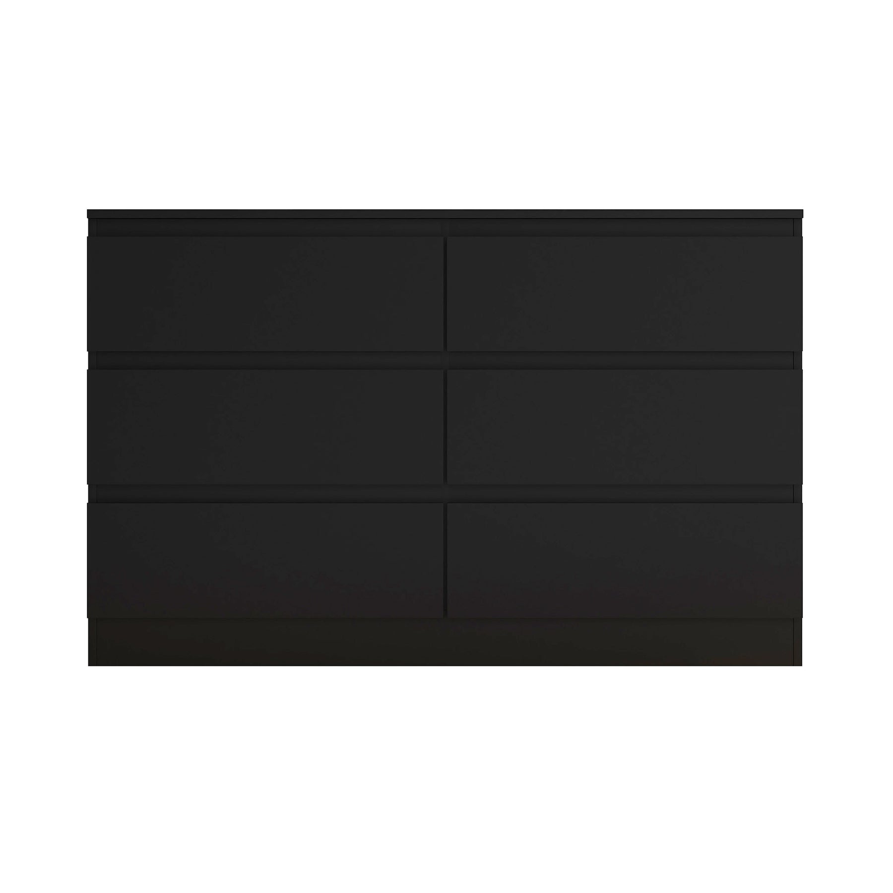 FWStyle Stora 6 Drawer Wide 3+3 Chest Of Drawers - Matt Black