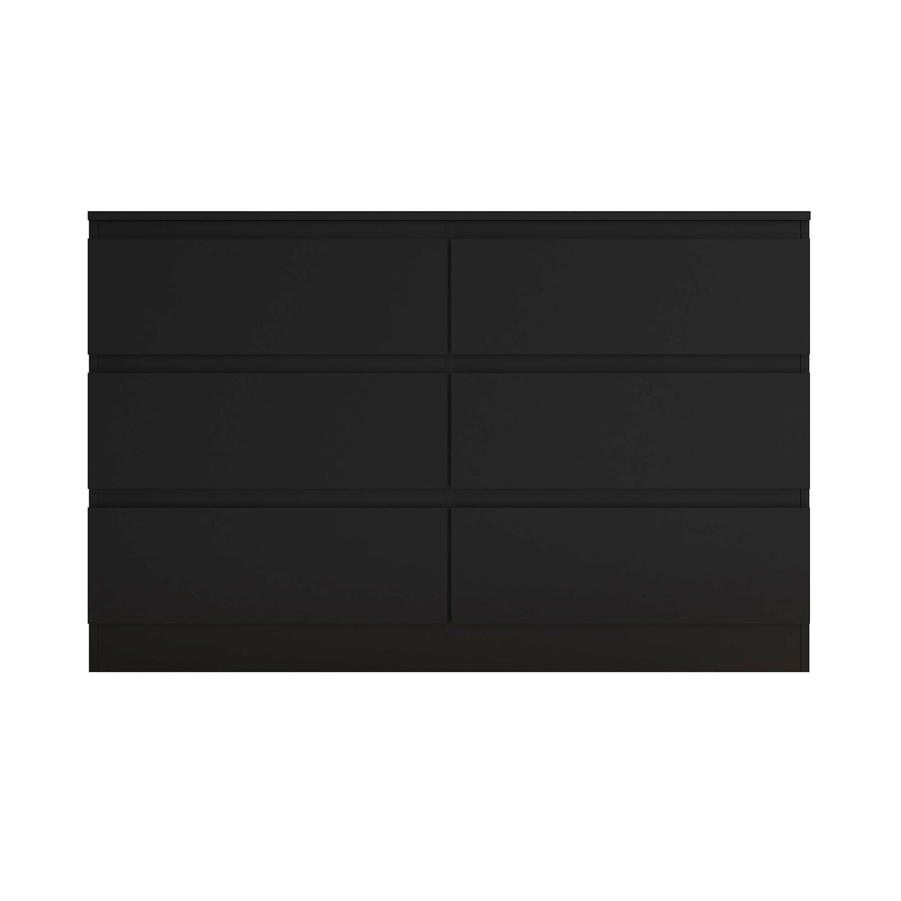 FWStyle Stora 6 Drawer Wide 3+3 Chest Of Drawers - Matt Black
