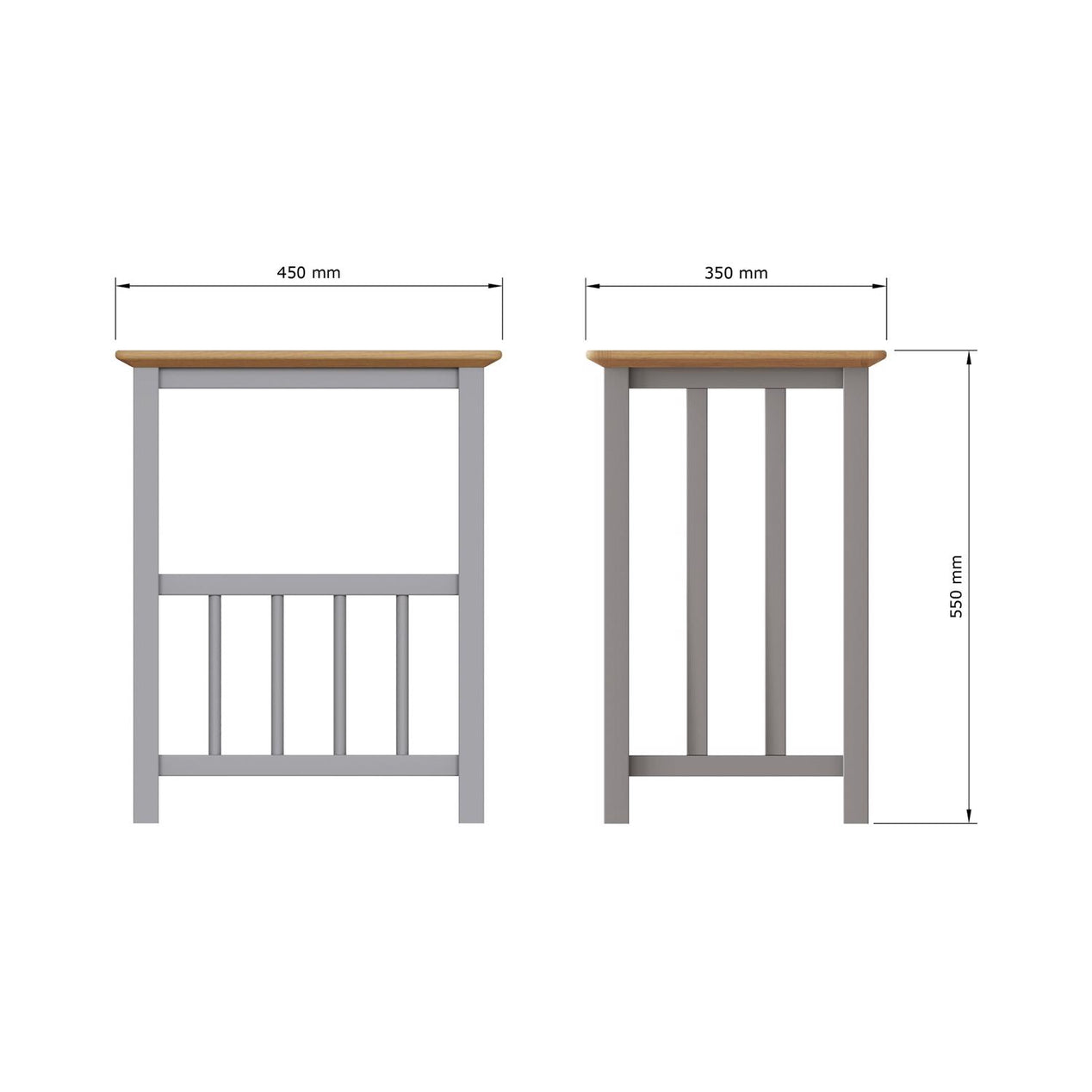 Taberno Oak Magazine Rack Turntable Stand Dove Grey