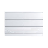 FWStyle Stora 6 Drawer Wide 3+3 Chest Of Drawers - White Gloss Front