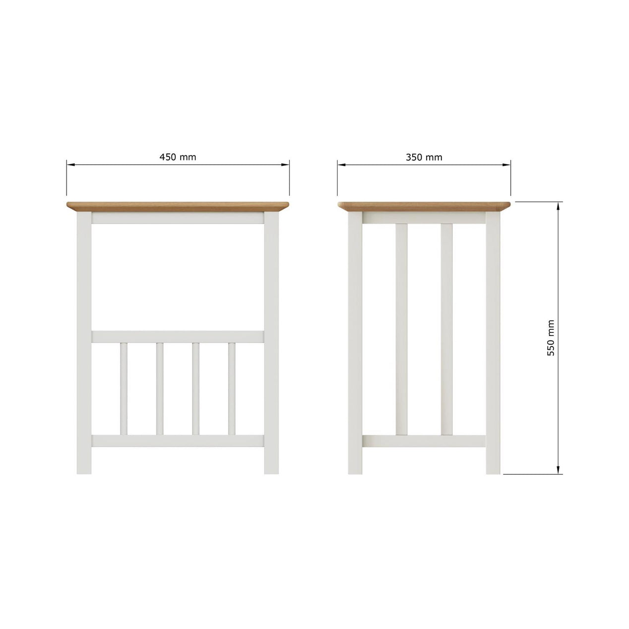 Taberno Oak Magazine Rack Turntable Stand Linen White