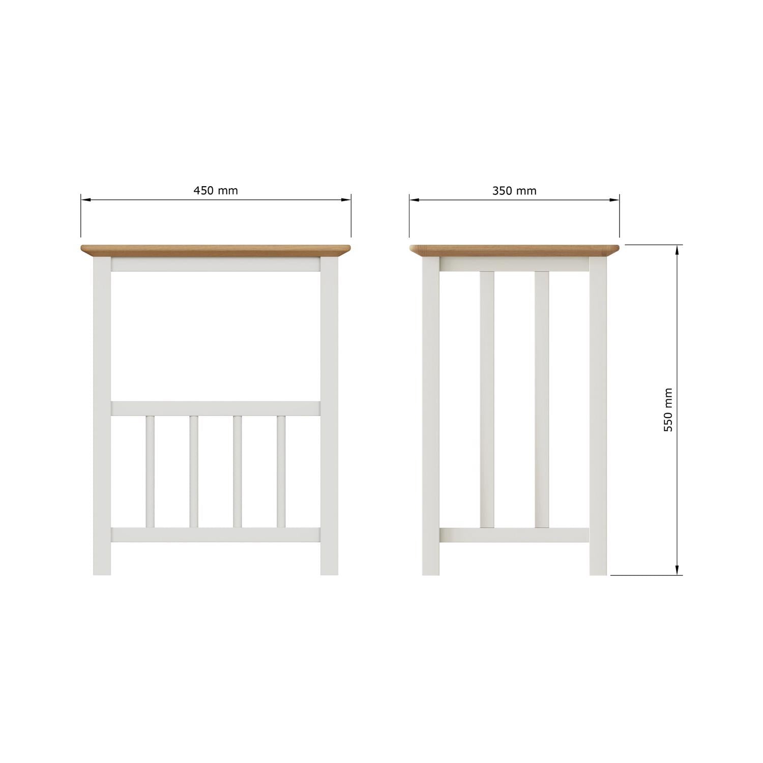 Taberno Oak Magazine Rack Turntable Stand Linen White