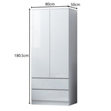 FWStyle Stora 2 Door 2 Drawer Combination Wardrobe - White Gloss Front