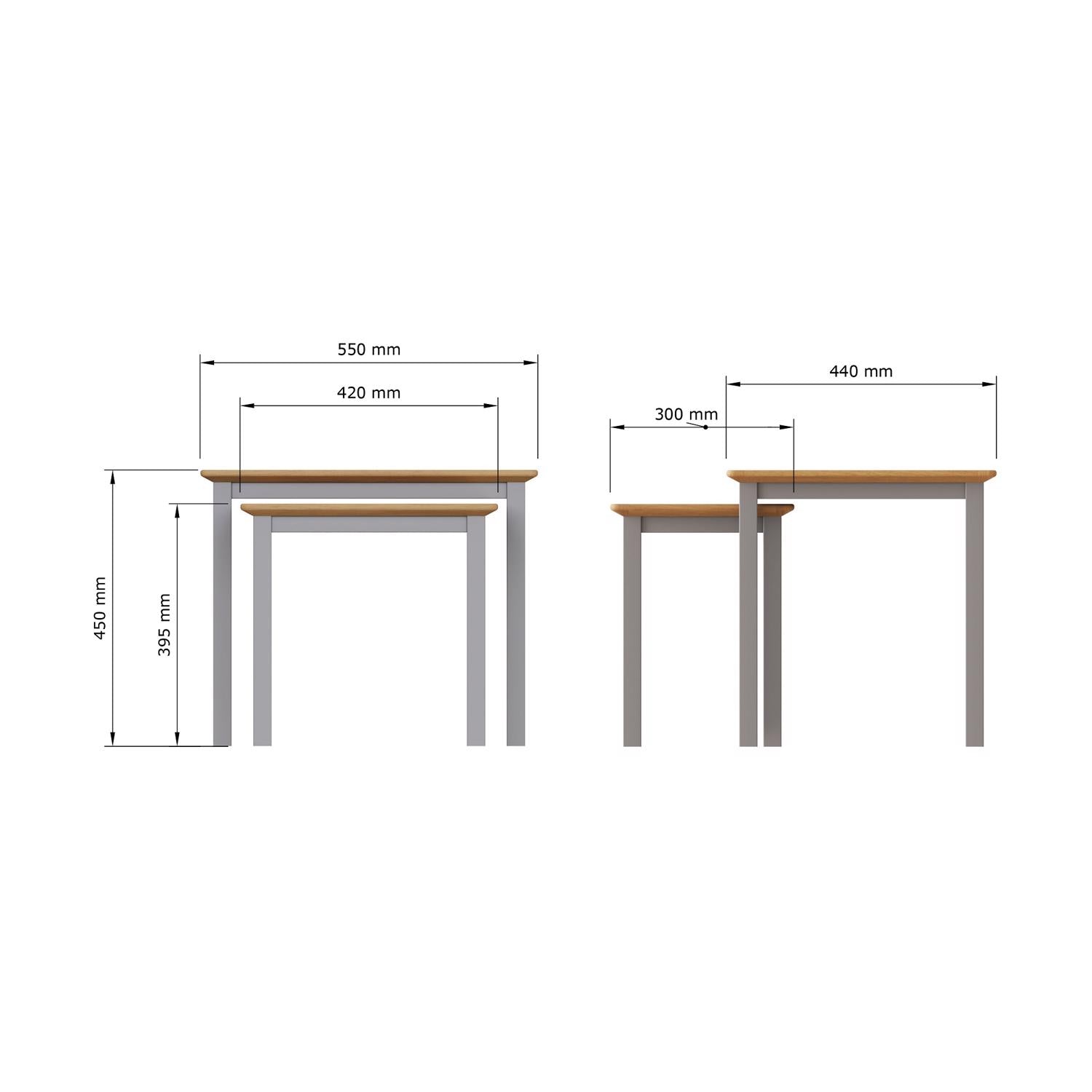 Taberno Oak Nest Of 2 Tables Dove Grey