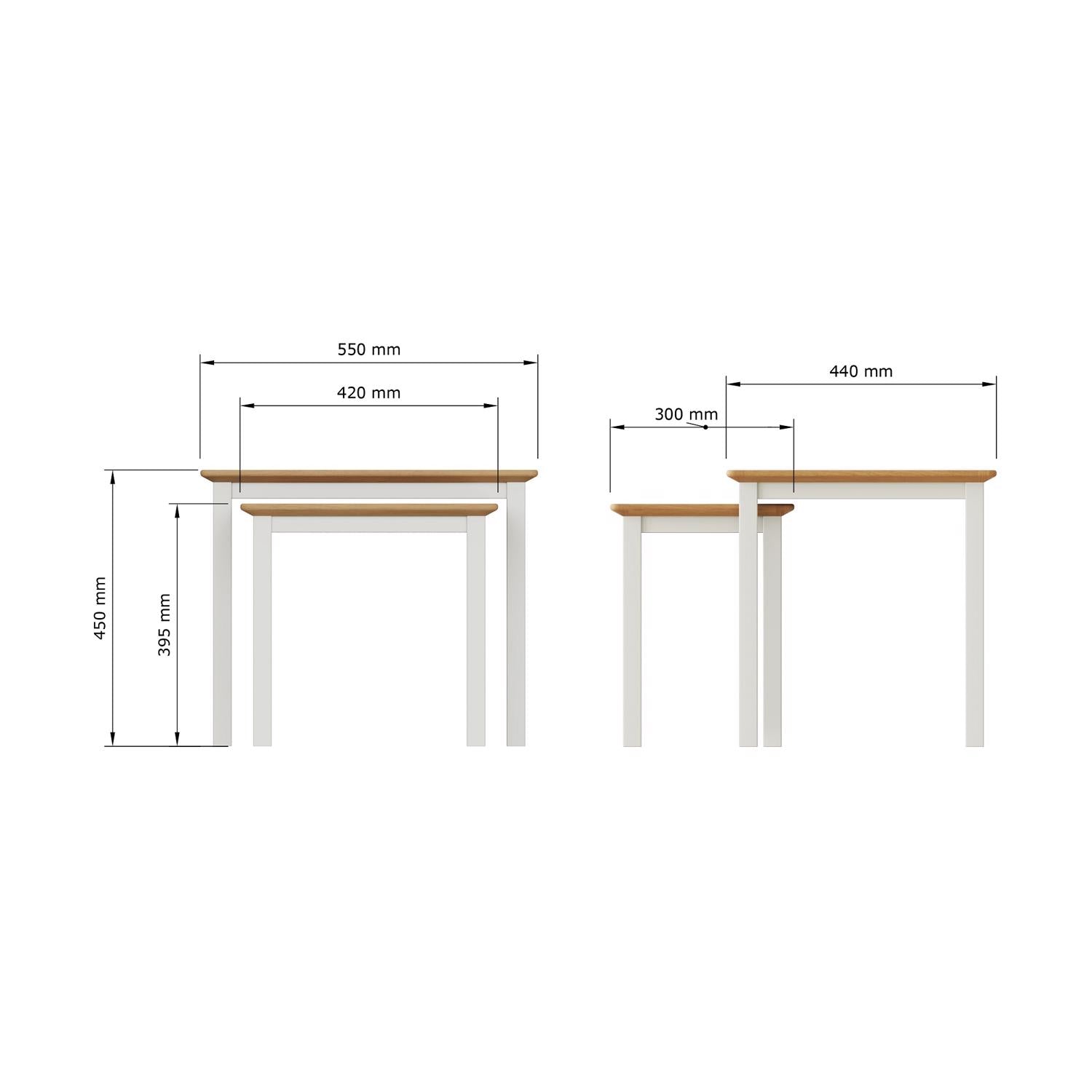 Taberno Oak Nest Of 2 Tables Linen White