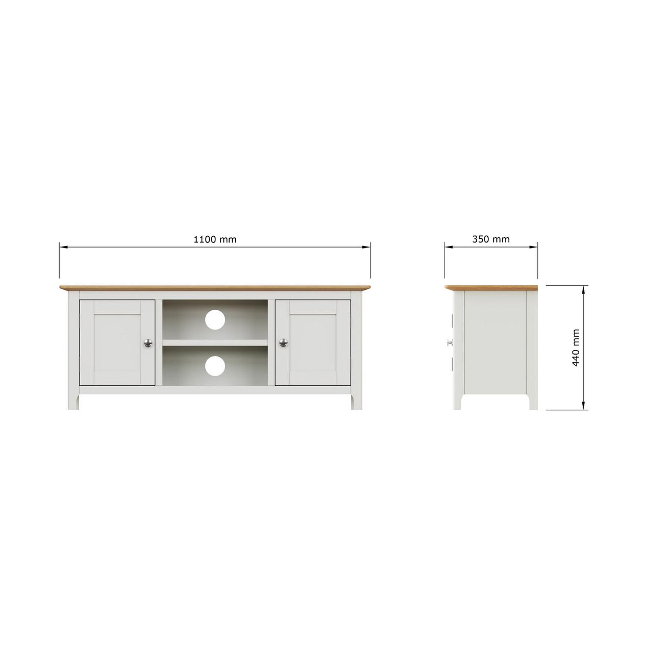 Taberno Oak 2 Door TV Unit Linen White