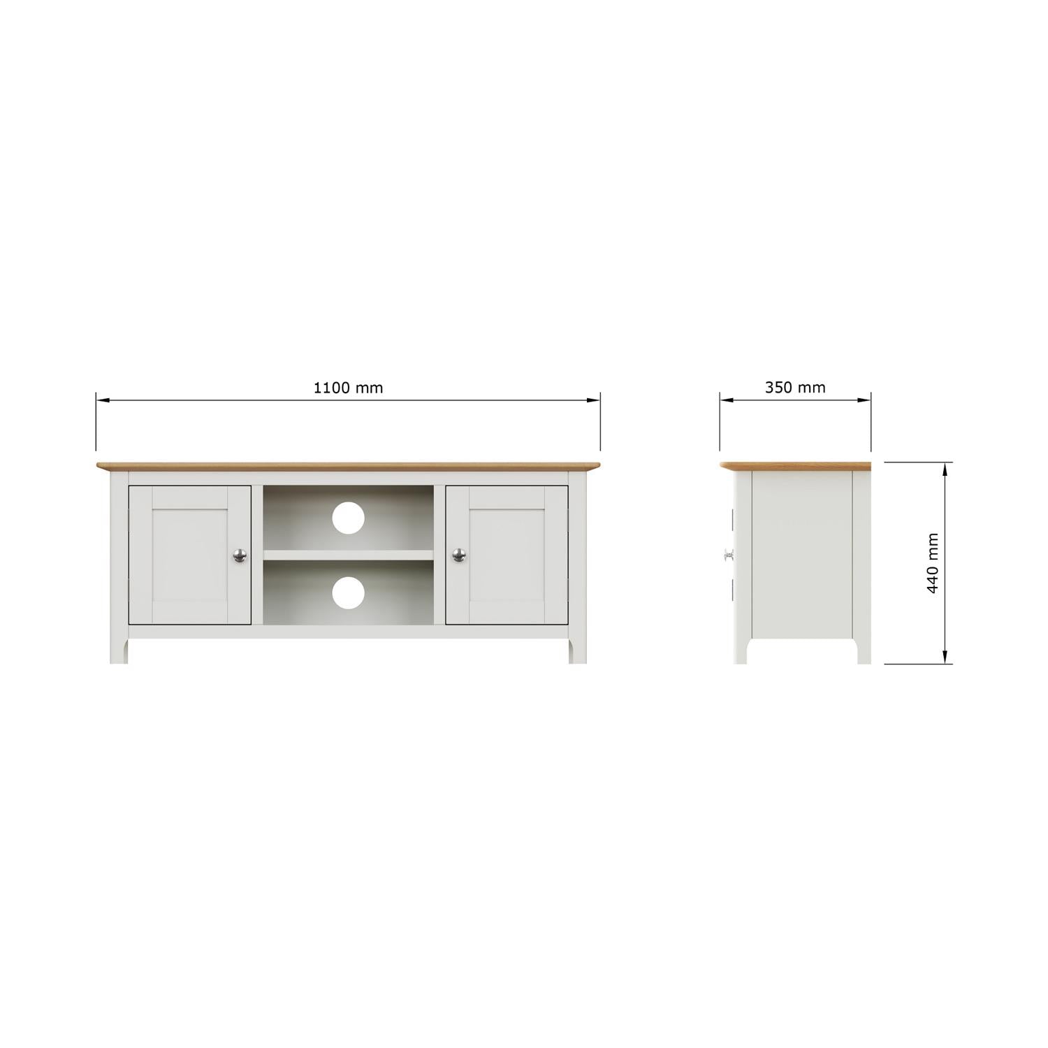 Taberno Oak 2 Door TV Unit Linen White