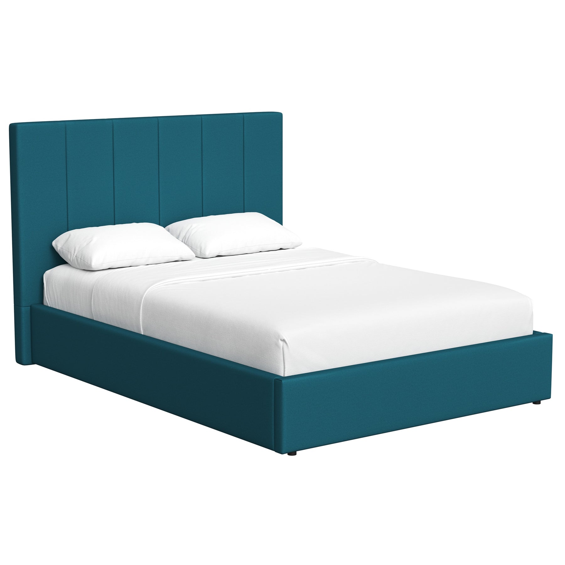 Double Size Ottoman Storage Bedframe - Dolphin Blue Fabric