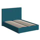 Double Size Ottoman Storage Bedframe - Dolphin Blue Fabric