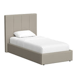 Single Ottoman Storage Bedframe - Oatmeal Fabric
