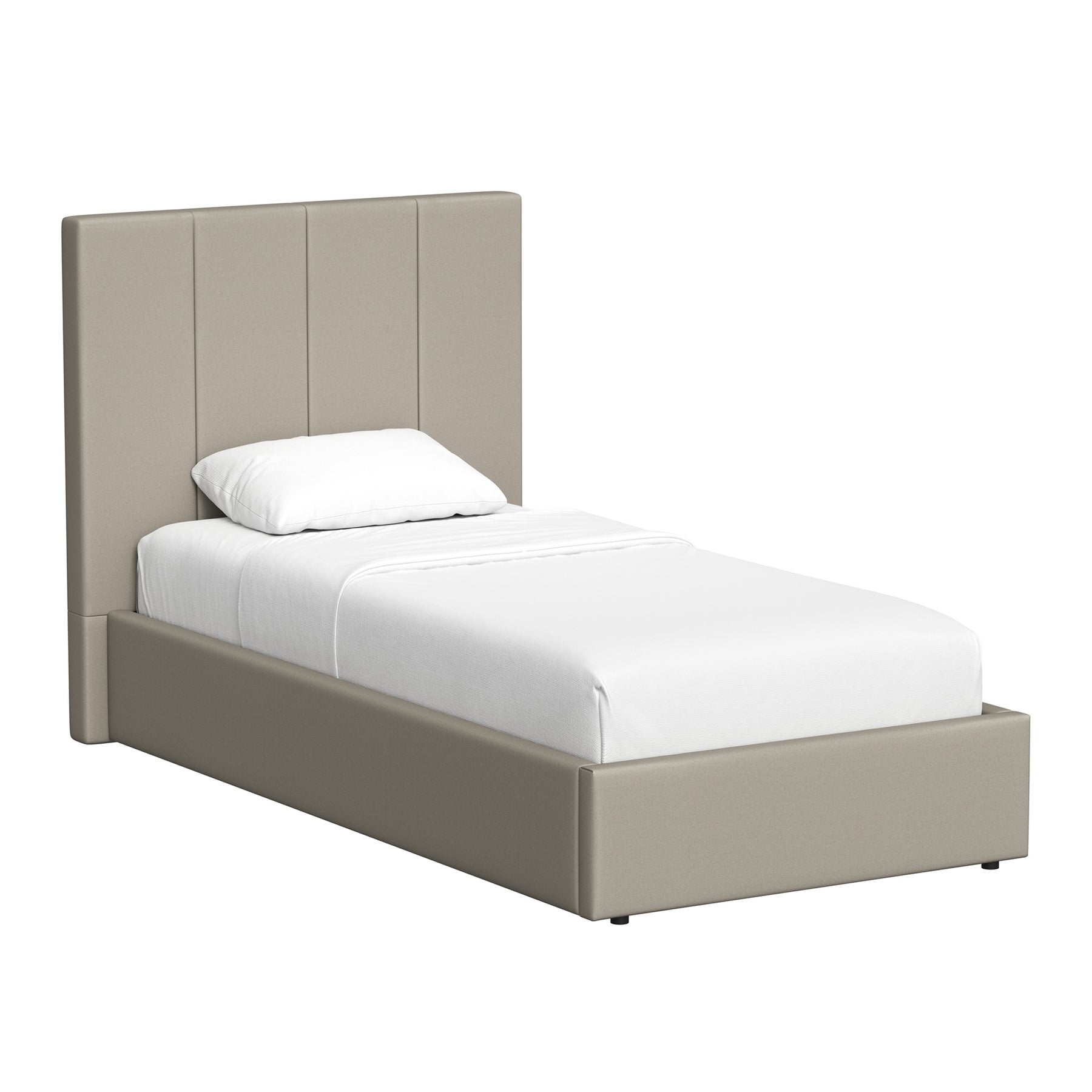 Single Ottoman Storage Bedframe - Oatmeal Fabric
