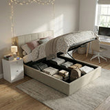 Double Size Ottoman Storage Bedframe - Oatmeal Fabric