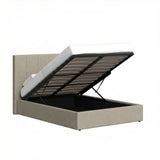 Double Size Ottoman Storage Bedframe - Oatmeal Fabric